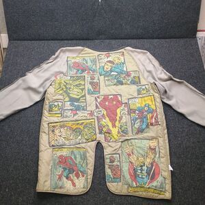 Upscaled custom vintage marvel comic strip London fog jacket quilted patchwork